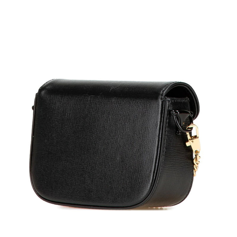 Gucci Shoulder Bag Black Leather Pochette Horsebit Black